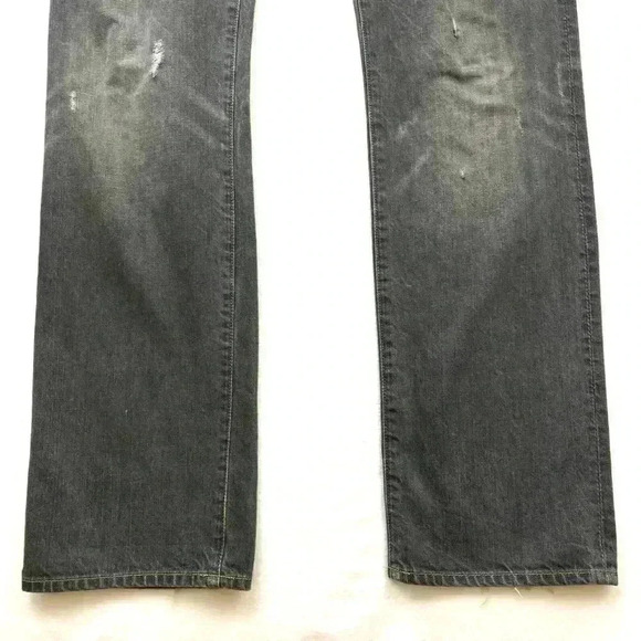 Gap 1969 Authentic Fade Black Distress 100% Cotton Slim Straight Jean Size 32/34 - Picture 4 of 16